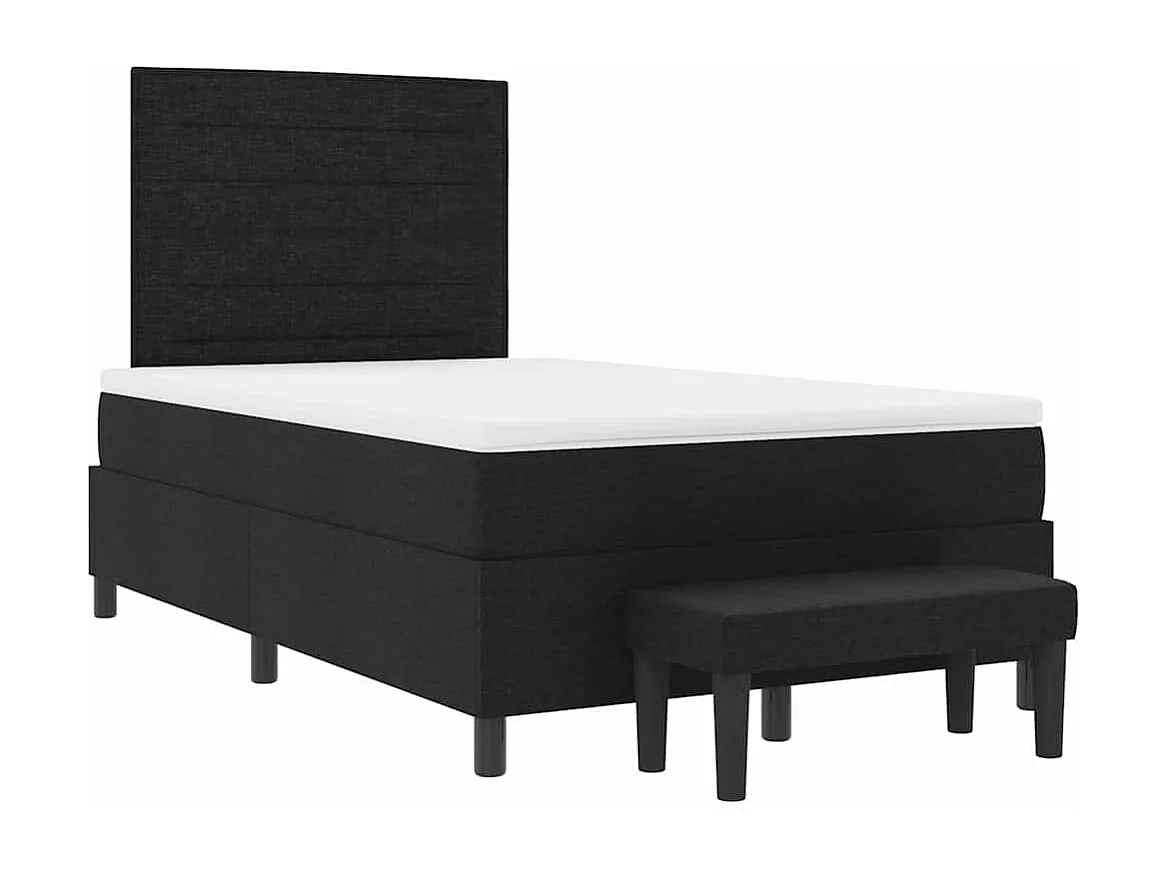 Cadre de lit avec matelas Noir 120 x 190 cm tissu