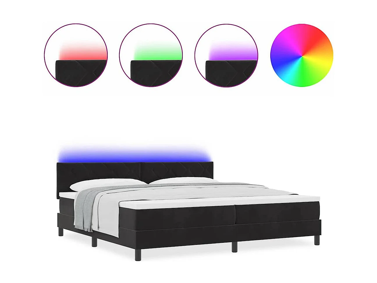 Cadre de lit avec matelas Noir 200 x 200 cm Velours