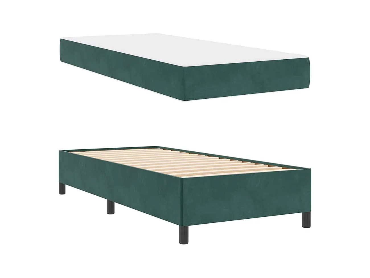 Cadre de lit Vert foncé, vert et blanc 90 x 200 cm Velours