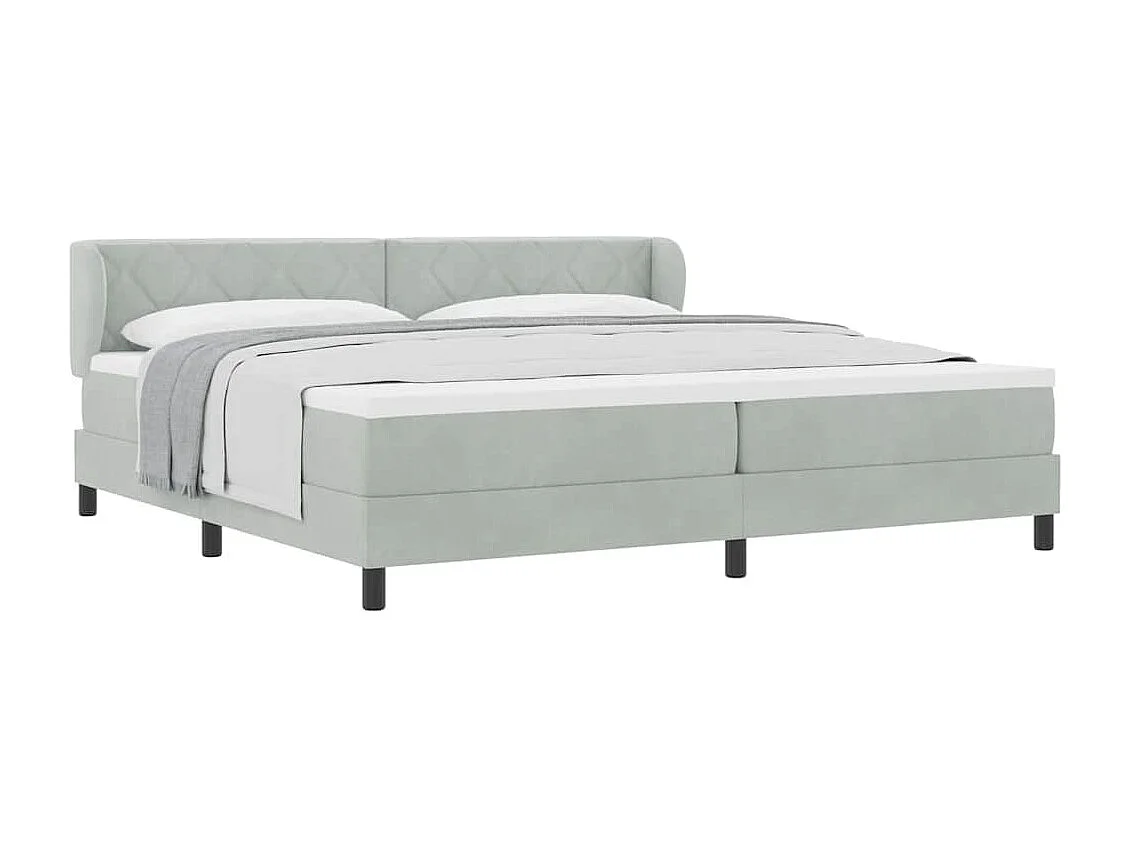Cama Box Spring com Colchão Cinza Escuro 80x200 cm em Veludo