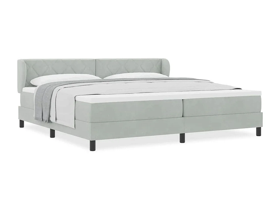 Cama Box Spring com Colchão Cinza Escuro 80x200 cm em Veludo