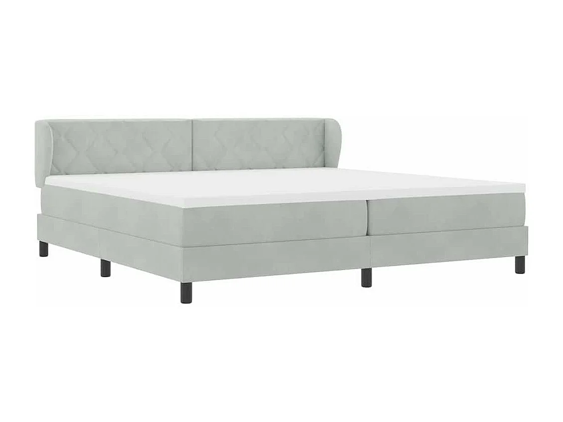 Cama Box Spring com Colchão Cinza Escuro 80x200 cm em Veludo