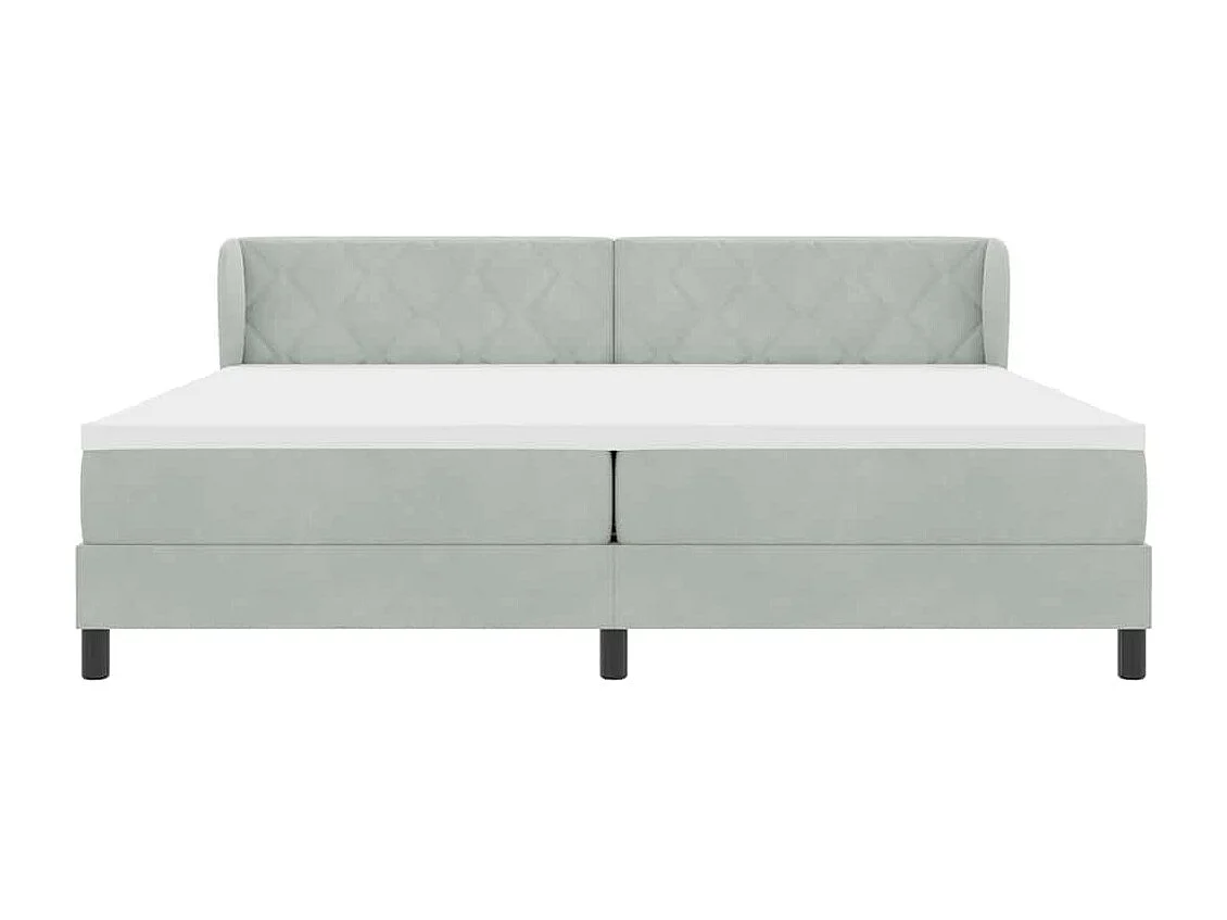 Cama Box Spring com Colchão Cinza Escuro 80x200 cm em Veludo
