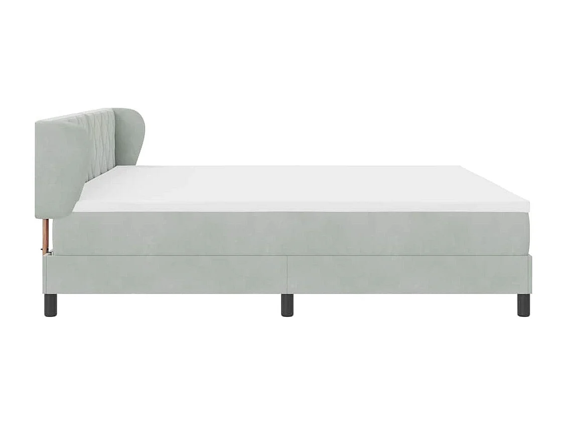 Cama Box Spring com Colchão Cinza Escuro 80x200 cm em Veludo