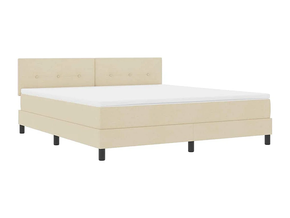 Cadre de lit avec matelas Crème 180 x 200 cm tissu