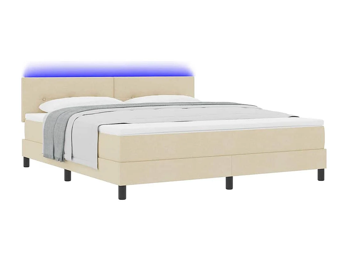 Cadre de lit avec matelas Crème 180 x 200 cm tissu