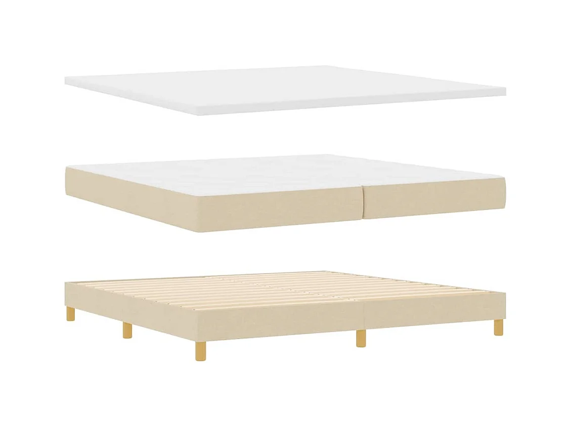Cadre de lit avec matelas Crème 200 x 200 cm tissu