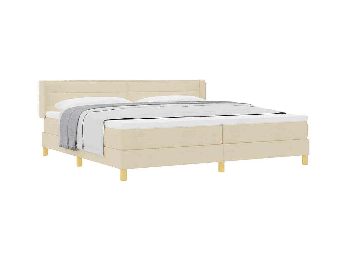Cadre de lit avec matelas Crème 200 x 200 cm tissu
