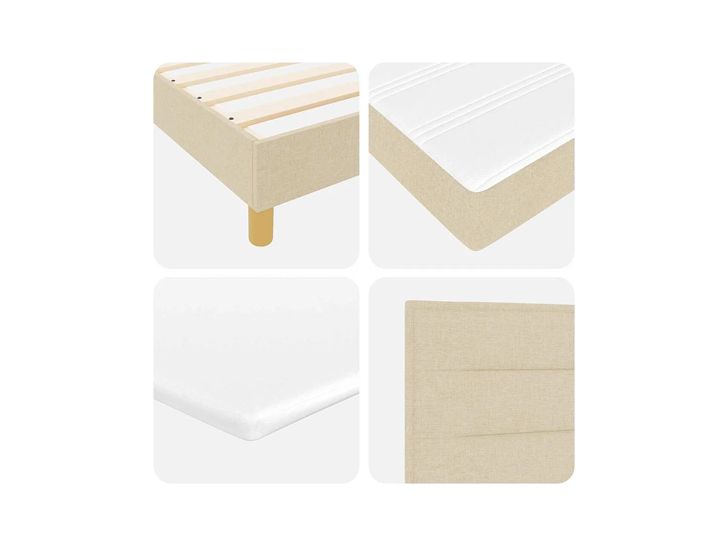 Cadre de lit avec matelas Crème 200 x 200 cm tissu