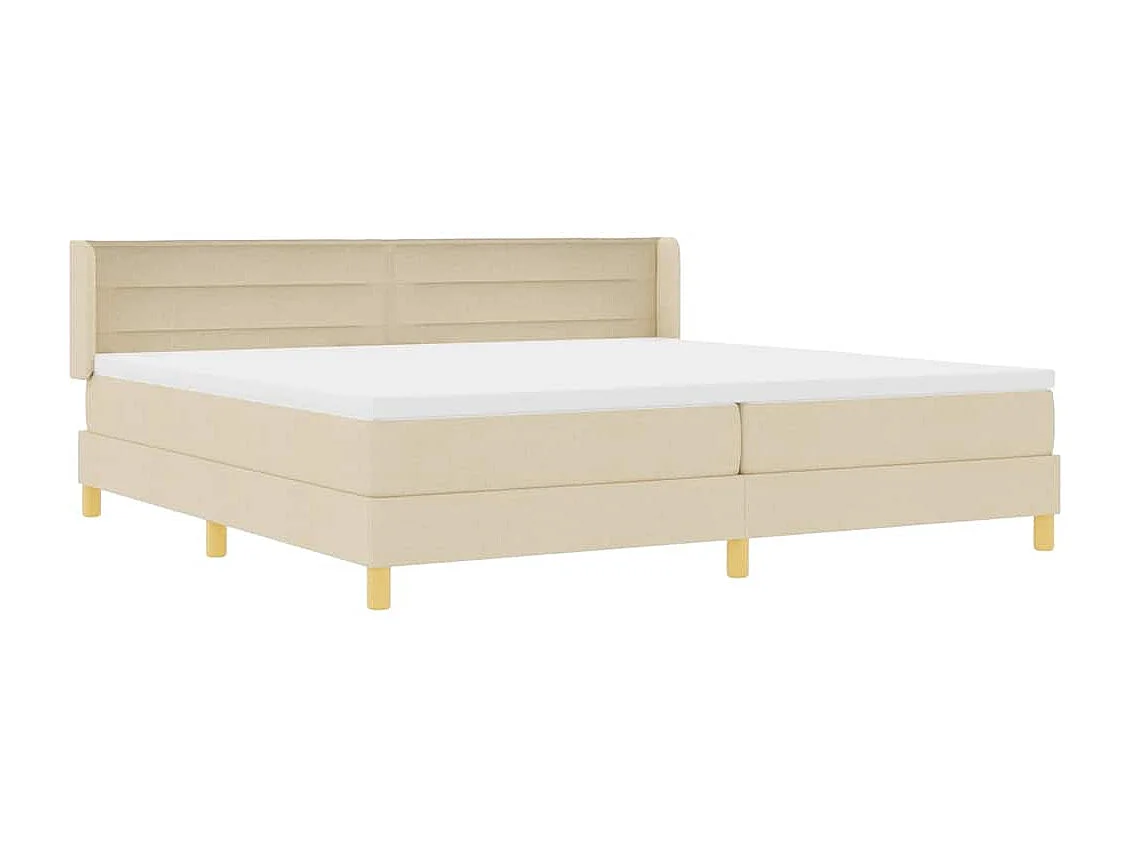 Cadre de lit avec matelas Crème 200 x 200 cm tissu