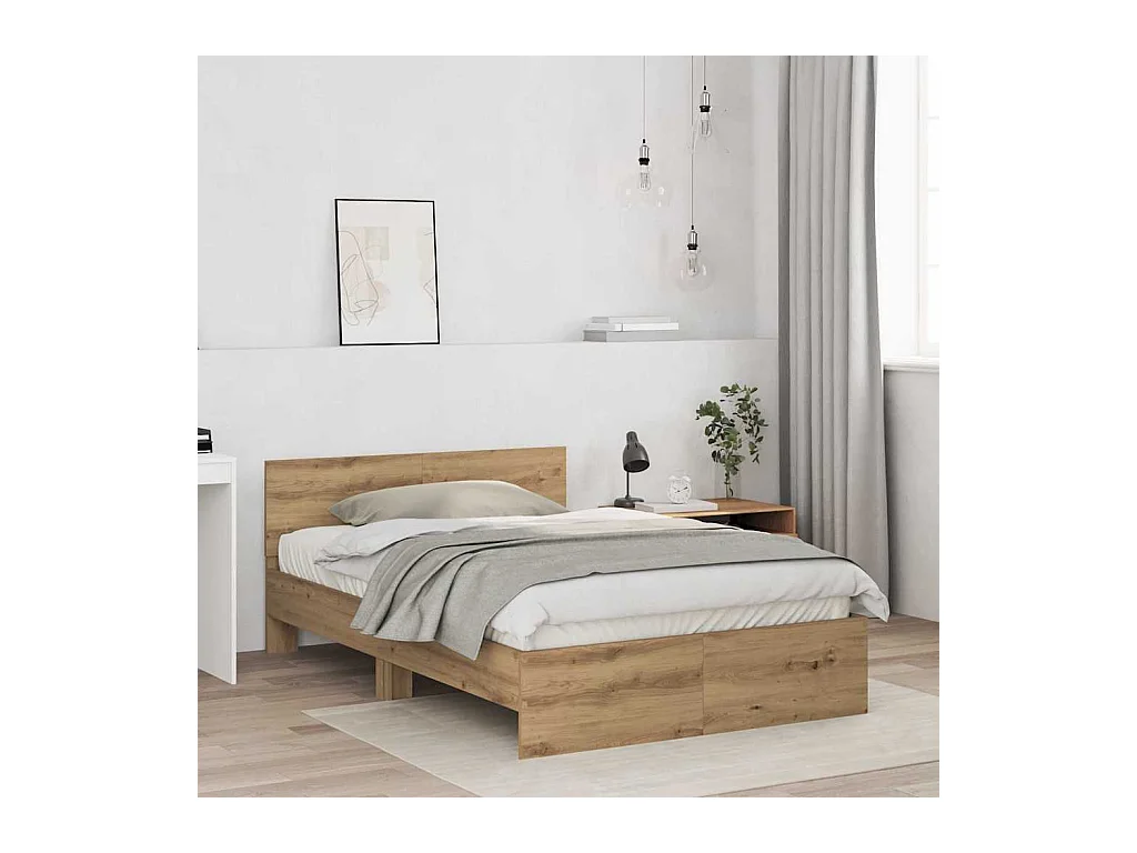 Cadre de Lit Chêne artisanal 120 x 190 cm Bois d'ingénierie