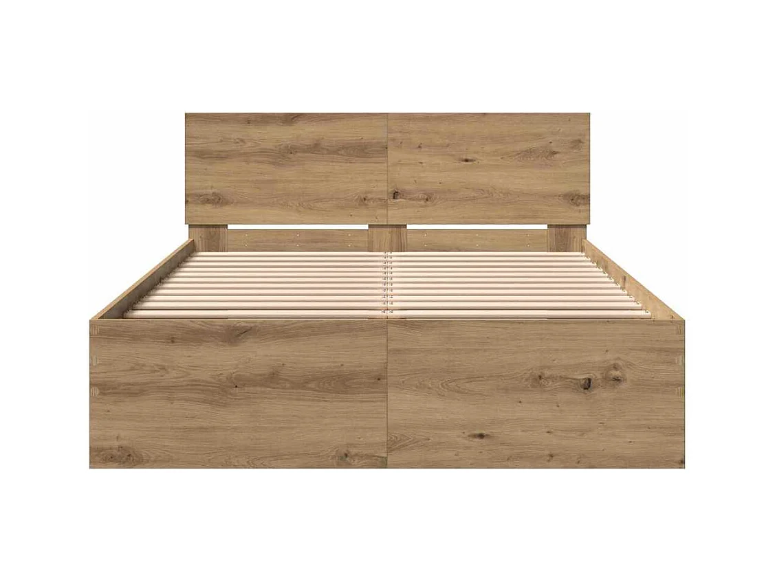 Cadre de Lit Chêne artisanal 120 x 190 cm Bois d'ingénierie