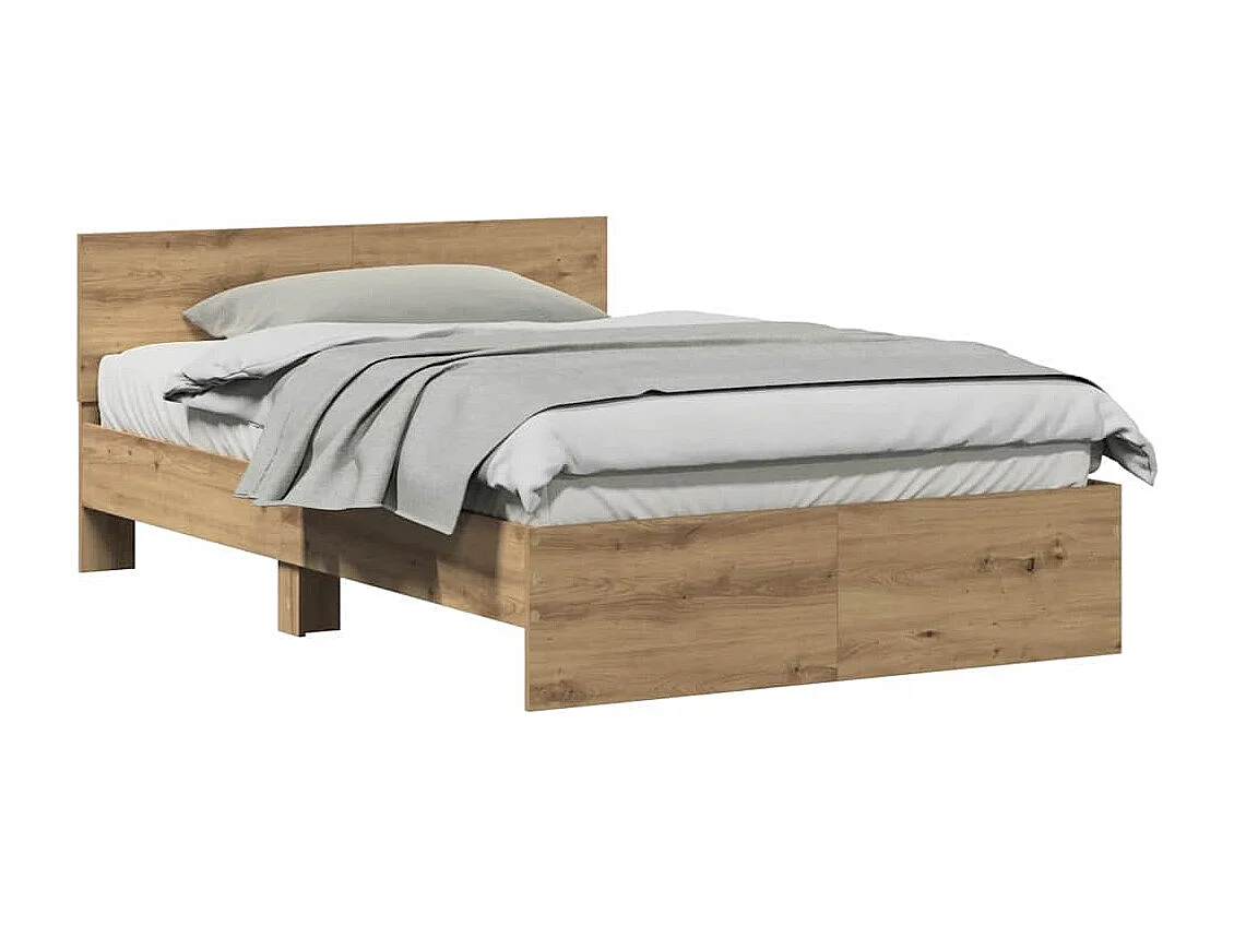 Cadre de Lit Chêne artisanal 120 x 190 cm Bois d'ingénierie