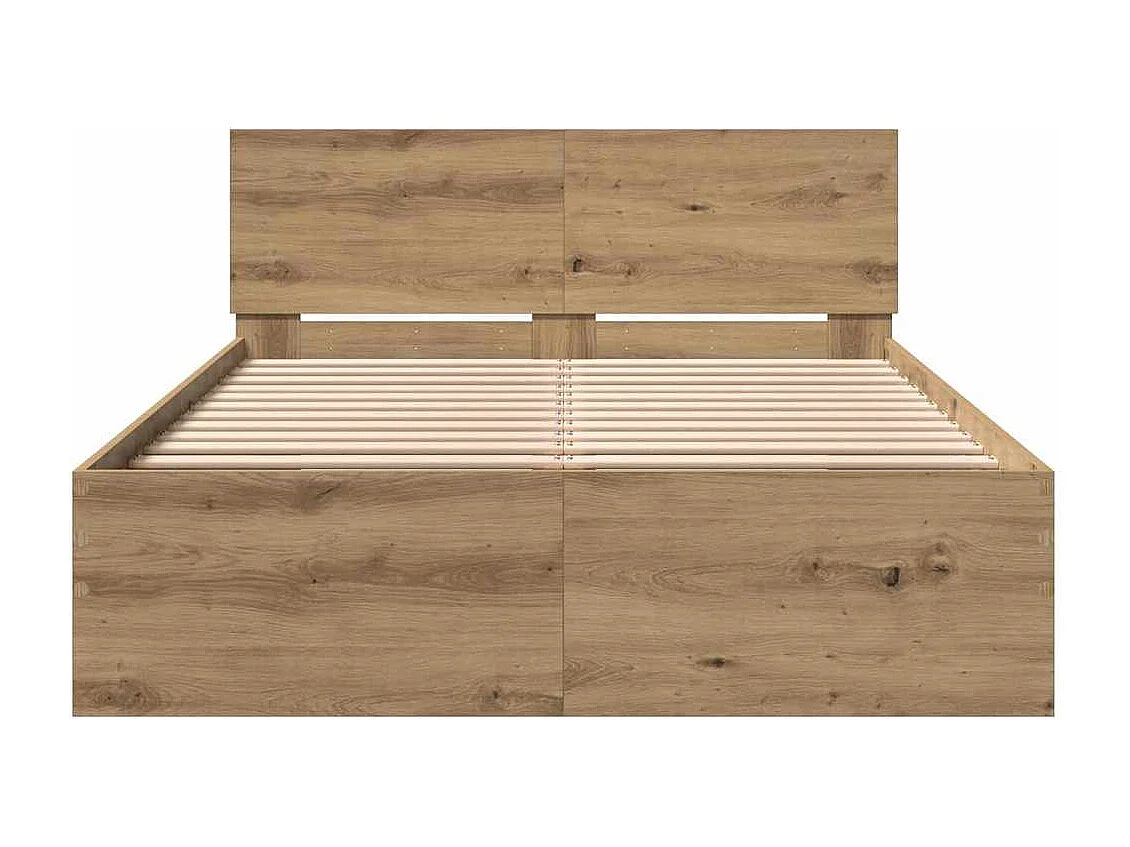 Cadre de Lit Chêne artisanal 120 x 190 cm Bois d'ingénierie