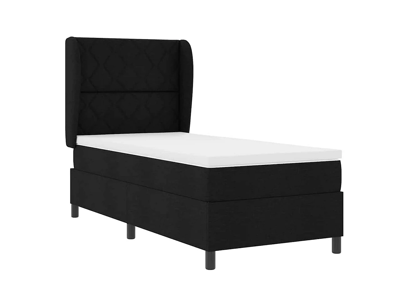 Cama tipo Box Spring con colchón Negro 100 x 200 cm tela