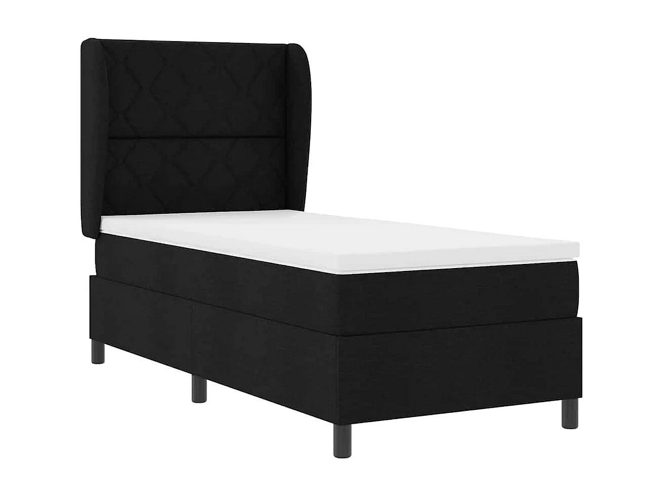 Cama tipo Box Spring con colchón Negro 100 x 200 cm tela