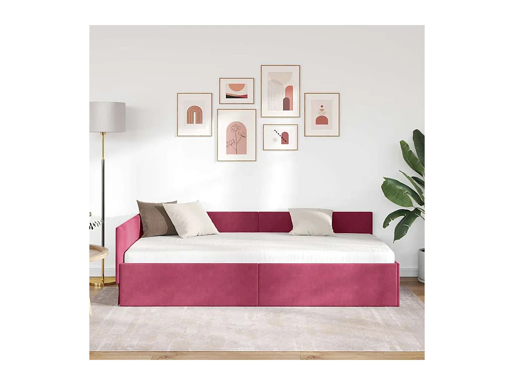 Cadre de lit d'angle Autre Rouge bordeaux 100 x 200 cm