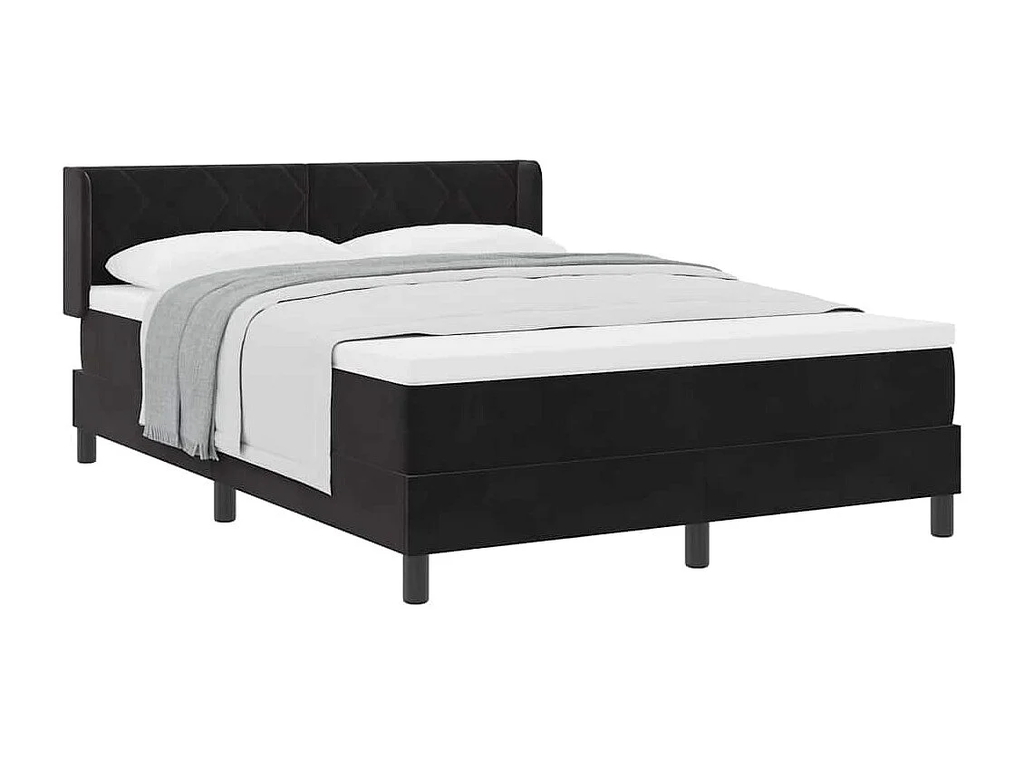 Cadre de lit avec matelas noir 100x200 cm en velours Noir