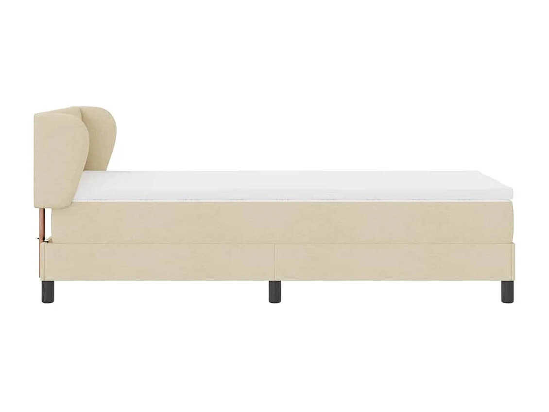 Cadre de lit avec matelas avec matelas Crème 90 x 190 cm tissu