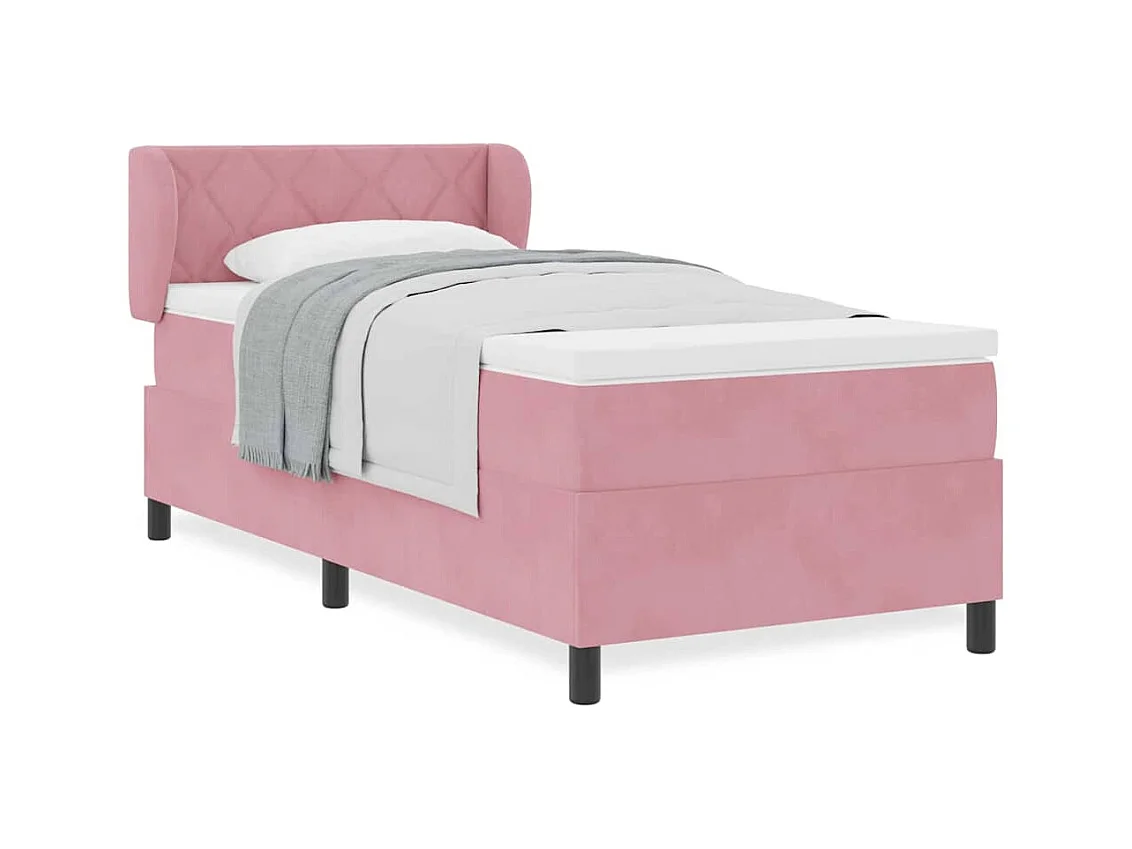 Cama con Somier y Colchón Gris Oscuro 80x200 cm Terciopelo Rosa