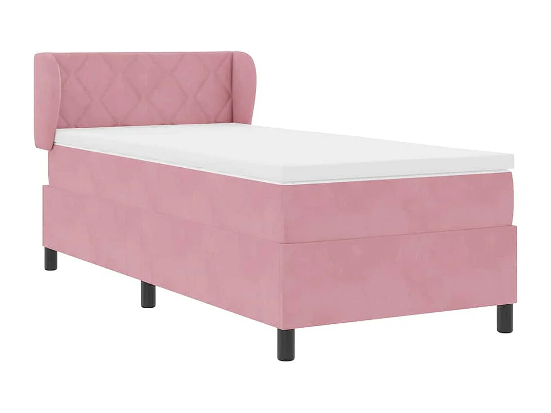 Cama con Somier y Colchón Gris Oscuro 80x200 cm Terciopelo Rosa