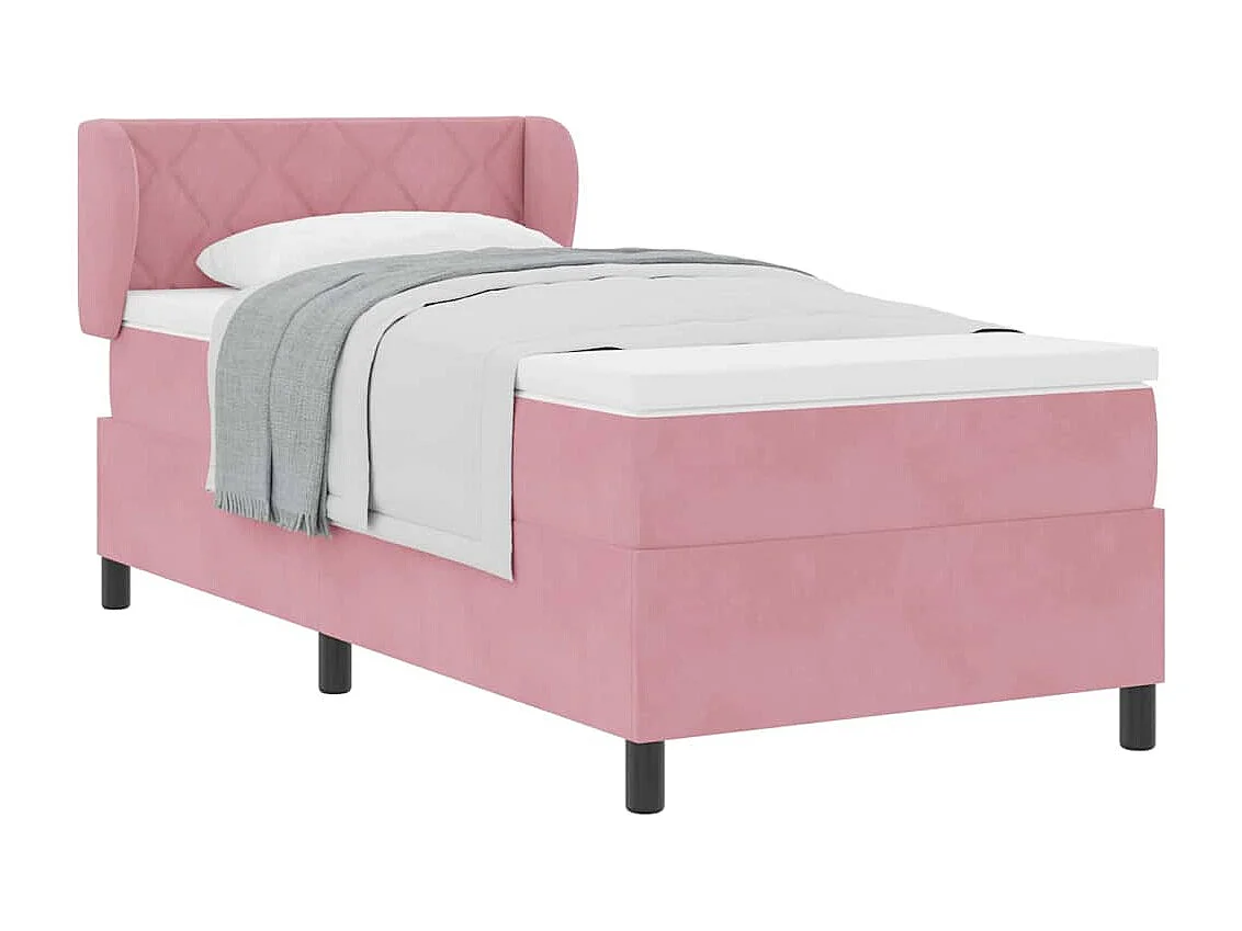 Cama con Somier y Colchón Gris Oscuro 80x200 cm Terciopelo Rosa