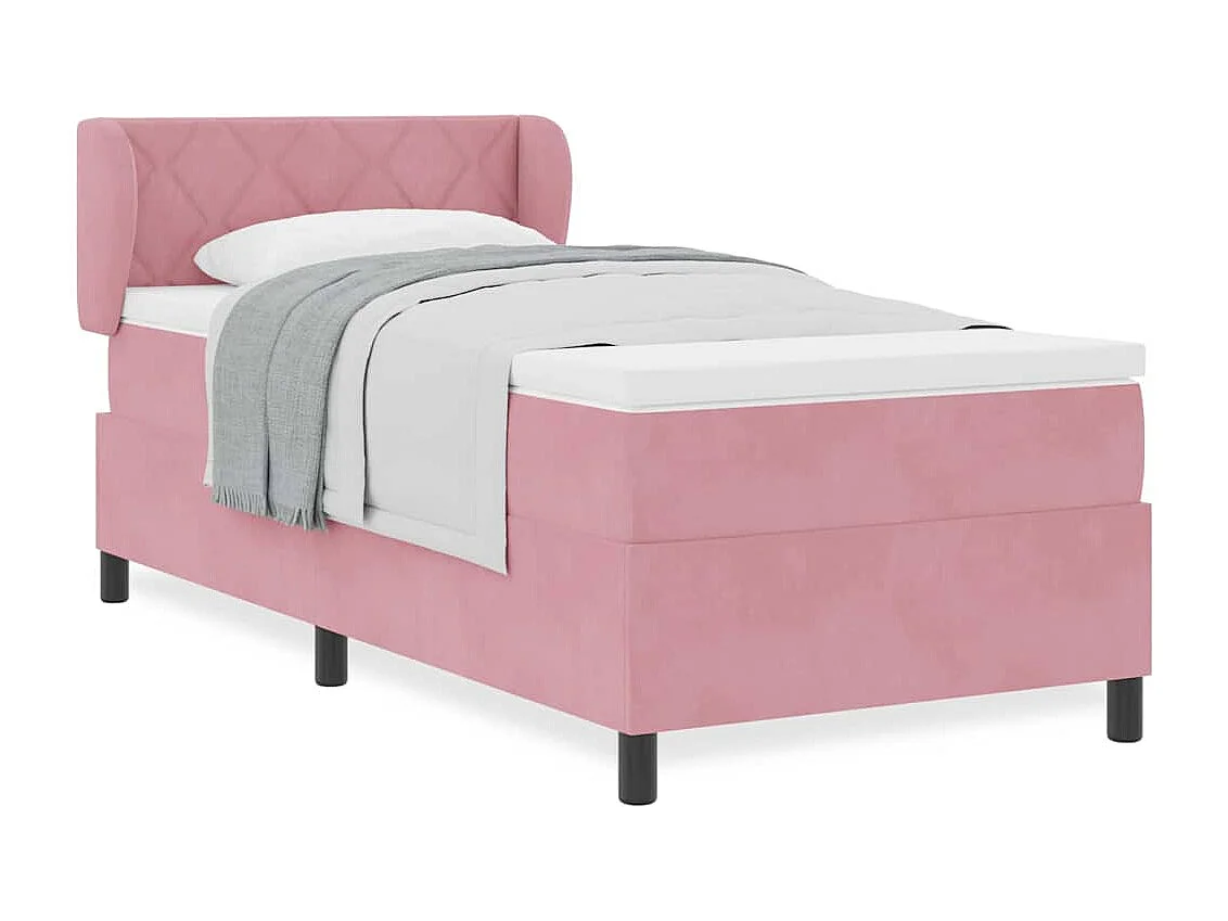 Cama con Somier y Colchón Gris Oscuro 80x200 cm Terciopelo Rosa