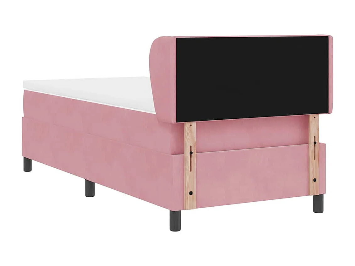 Cama con Somier y Colchón Gris Oscuro 80x200 cm Terciopelo Rosa
