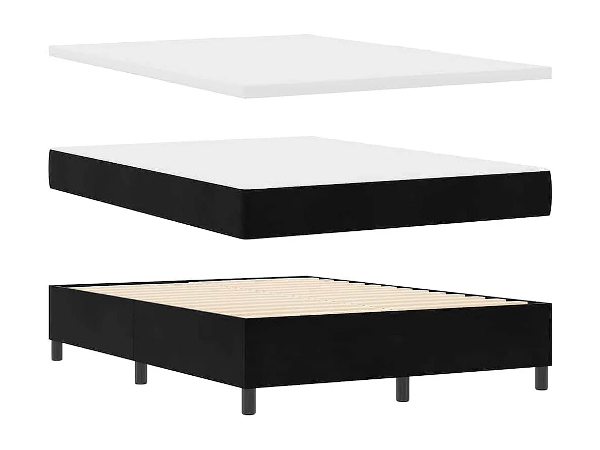 Cama tipo Box Spring con cabecera Negro 140 x 200 cm Terciopelo