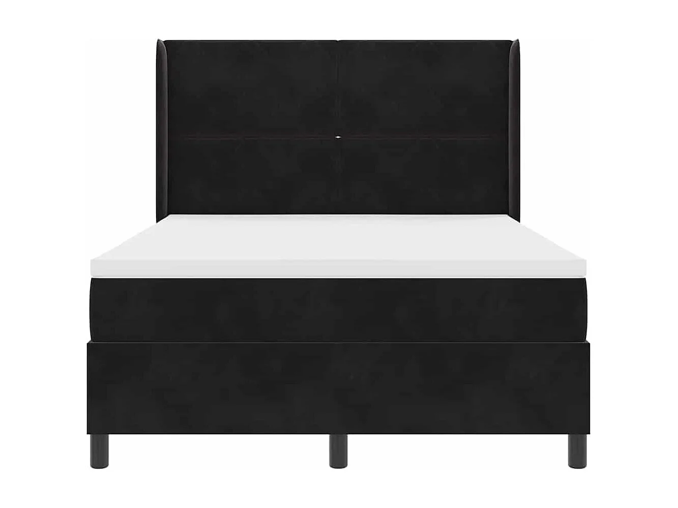 Cama tipo Box Spring con cabecera Negro 140 x 200 cm Terciopelo