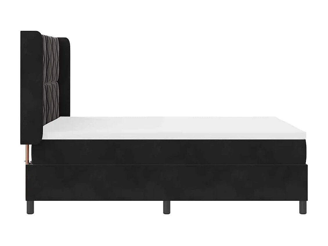 Cama tipo Box Spring con cabecera Negro 140 x 200 cm Terciopelo