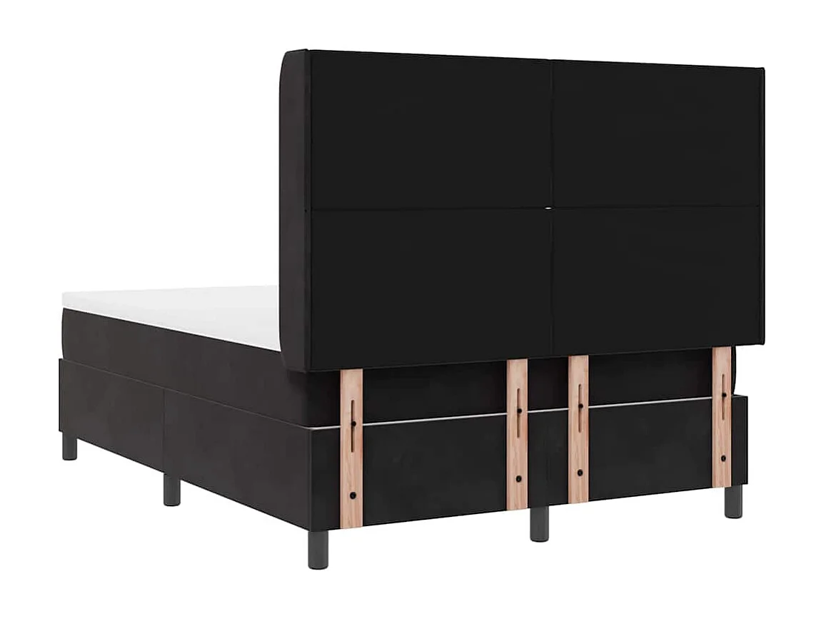 Cama tipo Box Spring con cabecera Negro 140 x 200 cm Terciopelo