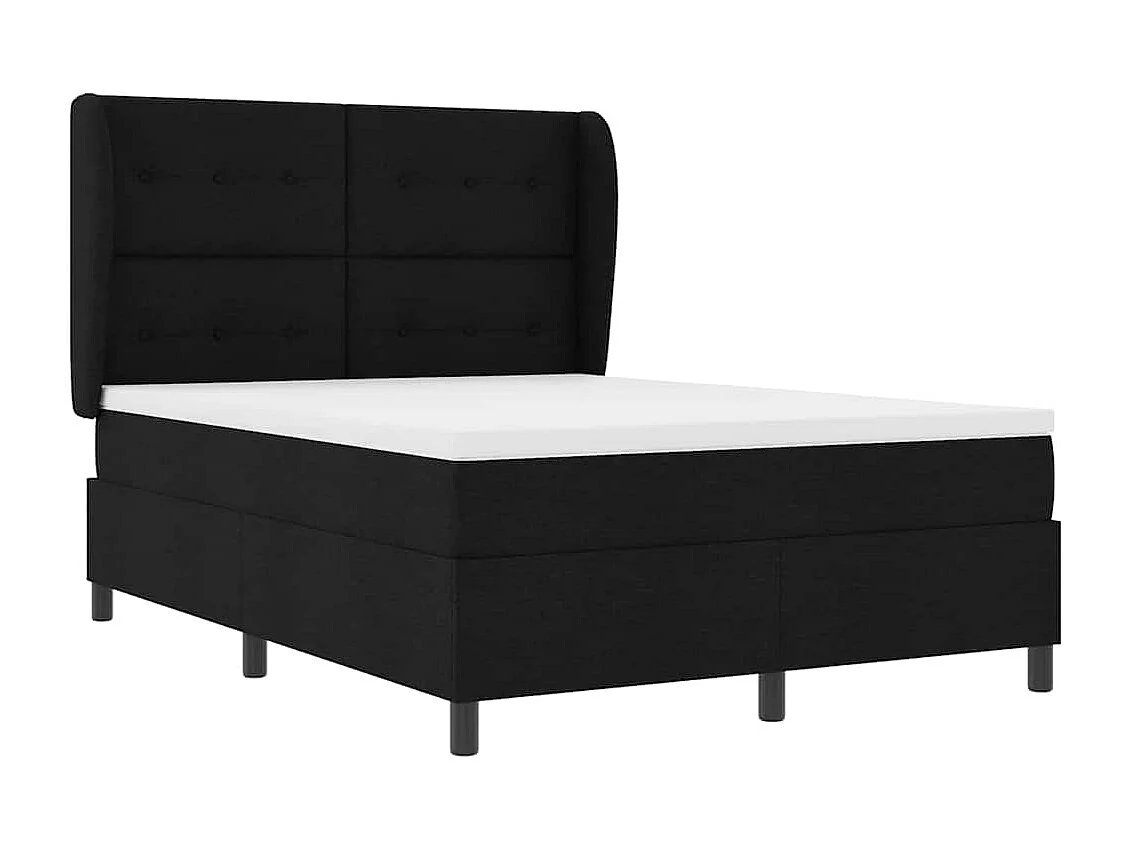 Cama tipo Box Spring con colchón Negro 140 x 200 cm tela