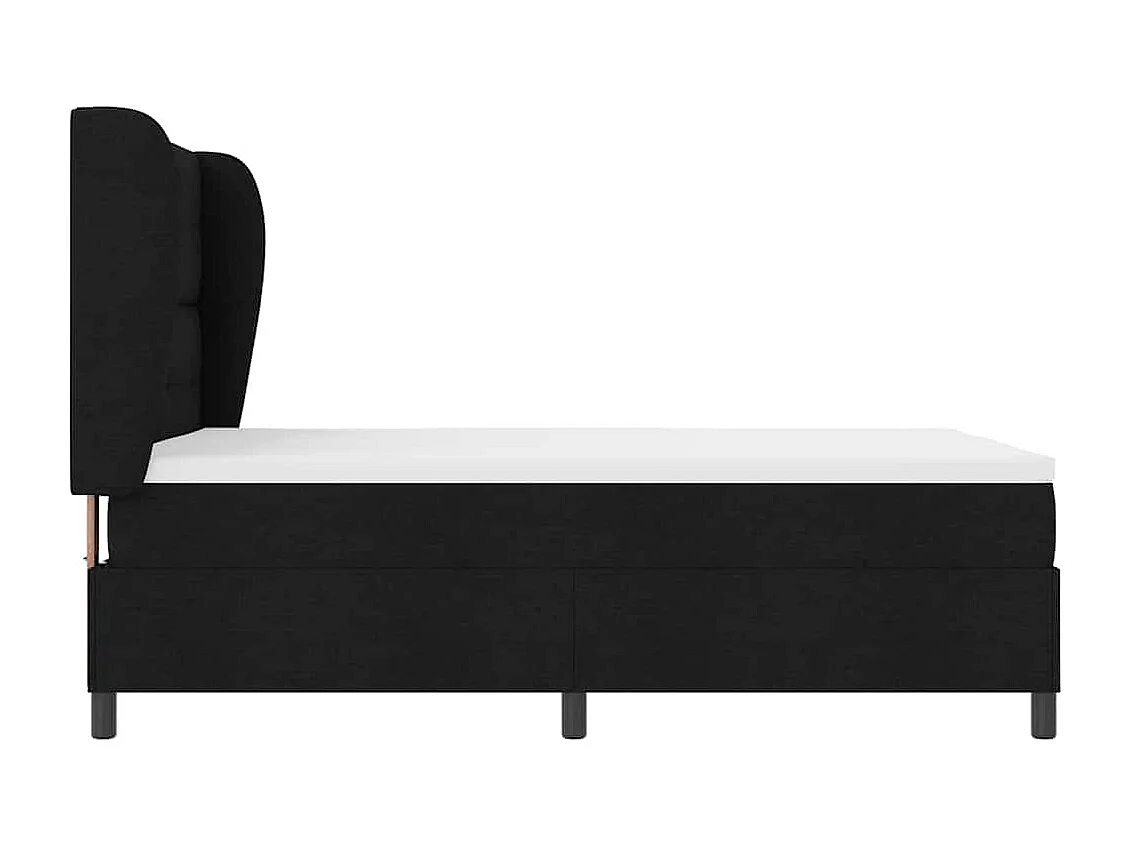 Cama tipo Box Spring con colchón Negro 140 x 200 cm tela