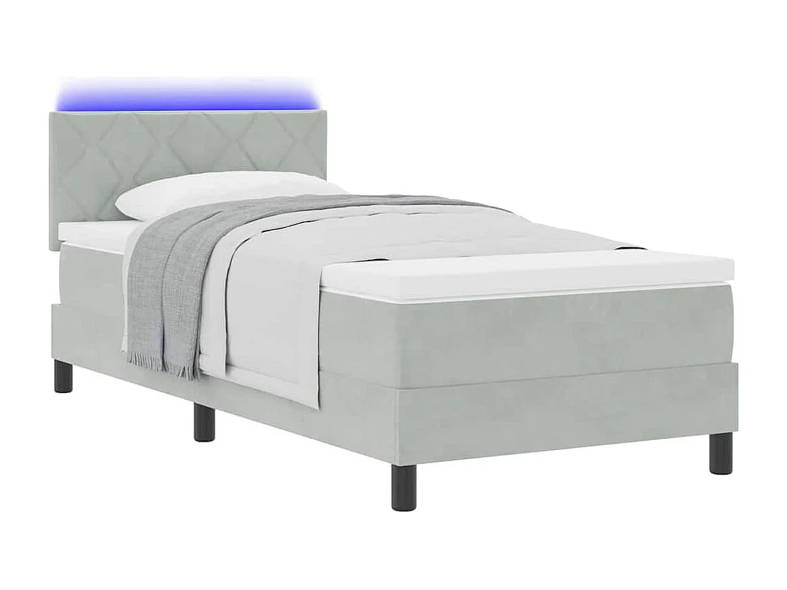 Cadre de lit avec matelas Gris clair 90 x 190 cm Velours