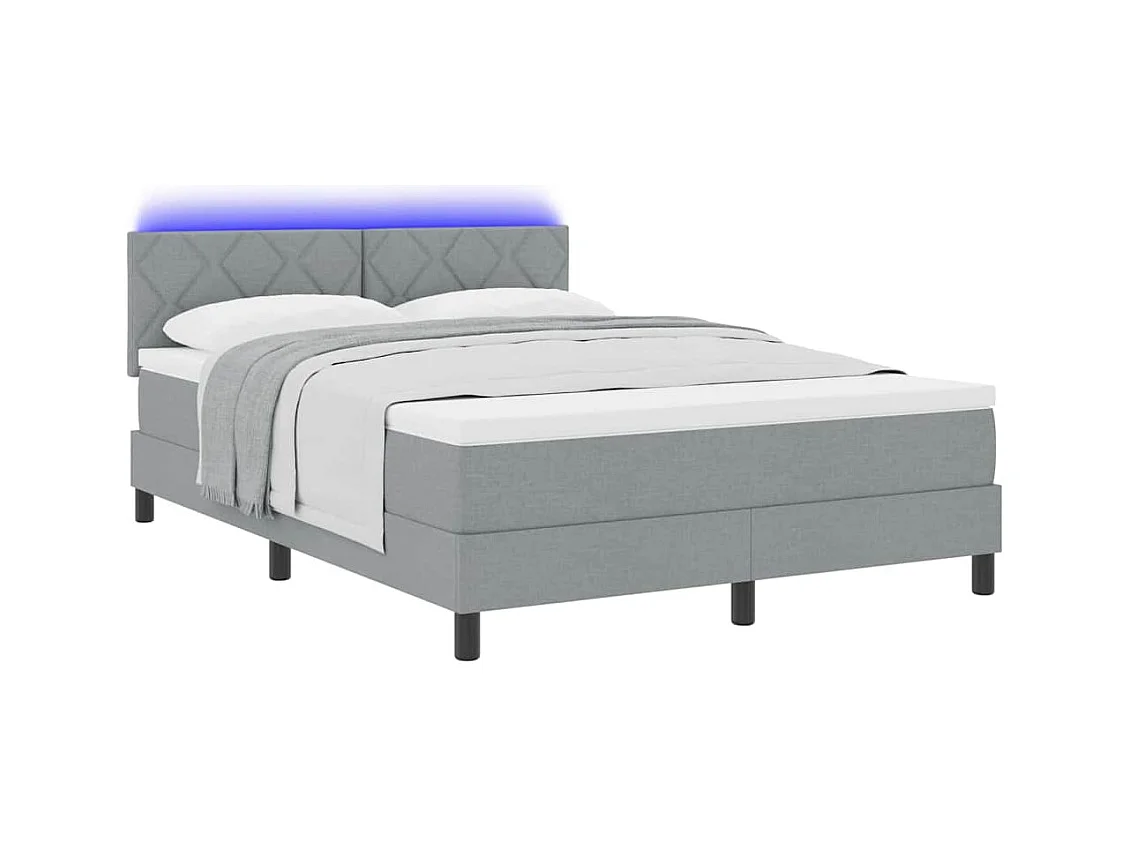 Cadre de lit avec matelas Gris clair 140 x 190 cm tissu