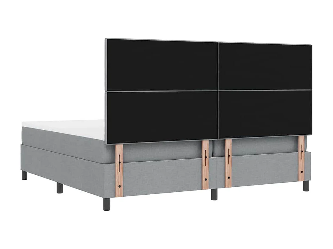 Cama tipo Box Spring con colchón Gris claro 200 x 200 cm tela