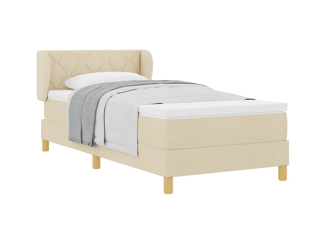 Cadre de lit avec Matelas Crème 90x200 cm Tissu Crème
