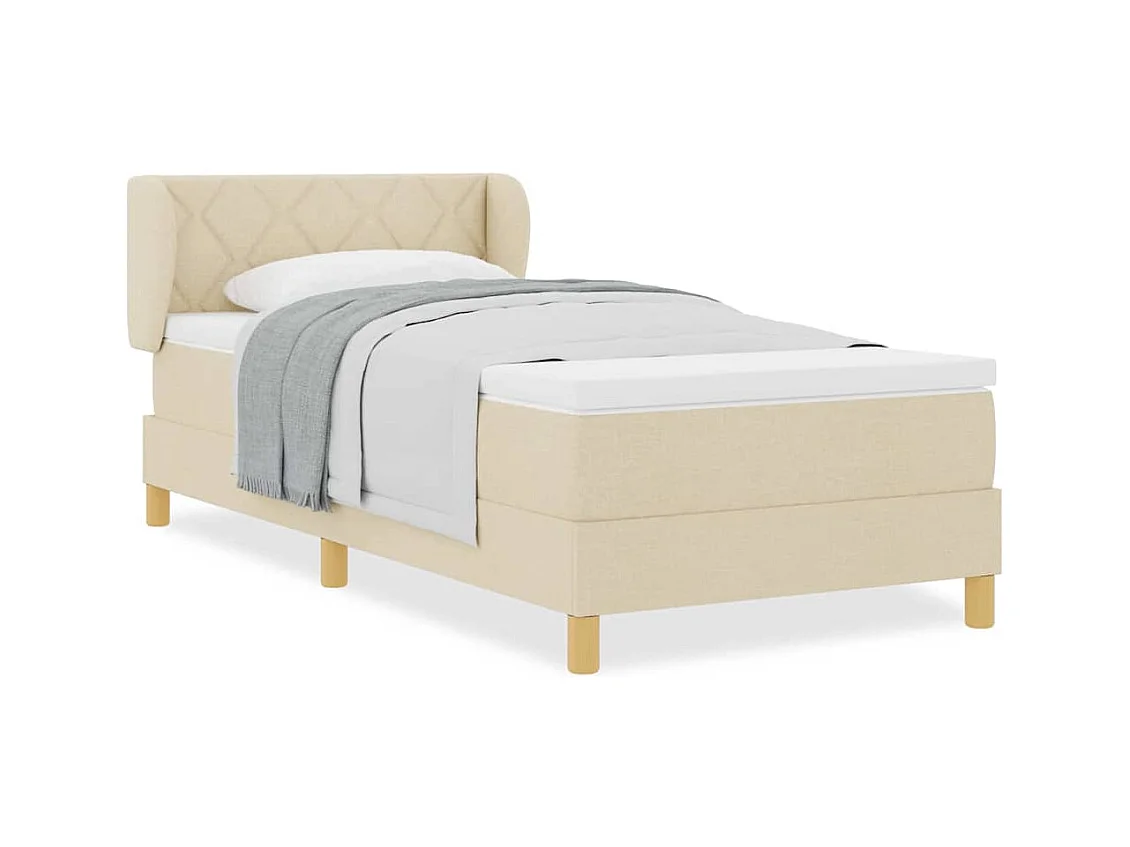 Cadre de lit avec Matelas Crème 90x200 cm Tissu Crème