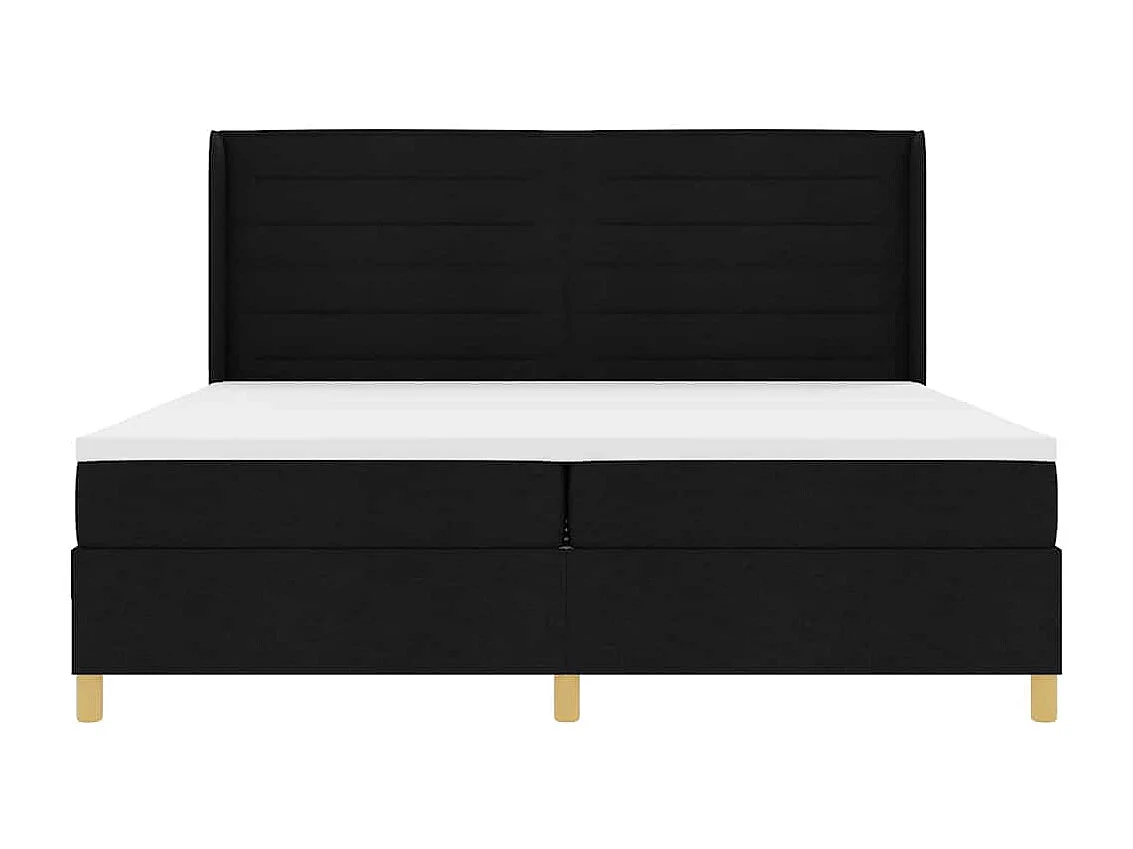 Cama con Somier con colchón Negro 200 x 200 cm tela