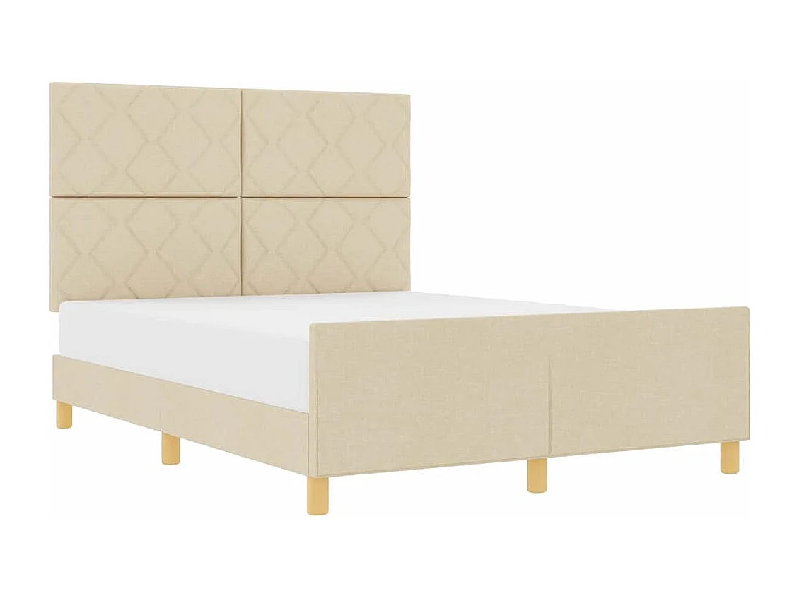 Cadre de lit avec tête de lit Crème 160 x 200 cm tissu