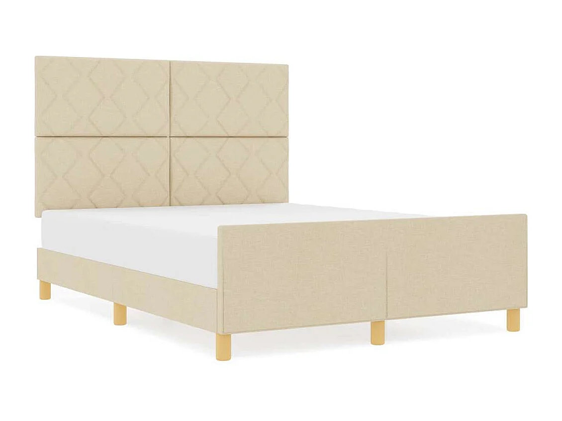 Cadre de lit avec tête de lit Crème 160 x 200 cm tissu