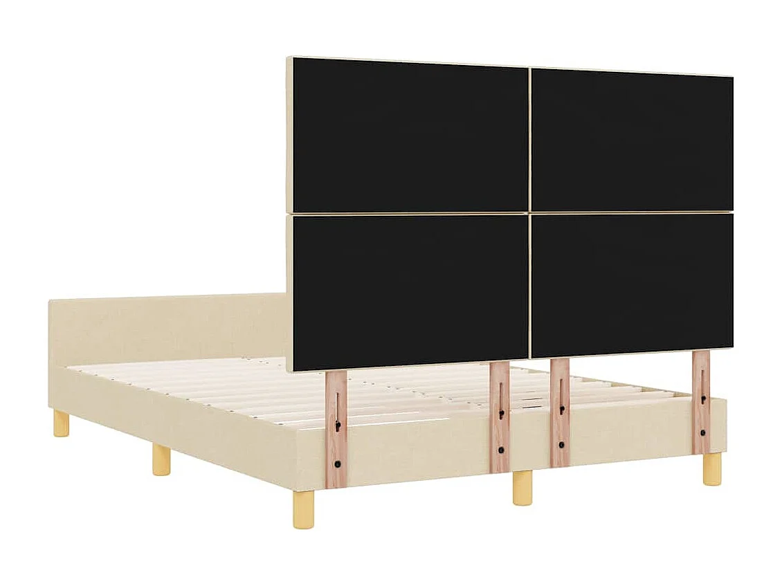 Cadre de lit avec tête de lit Crème 160 x 200 cm tissu