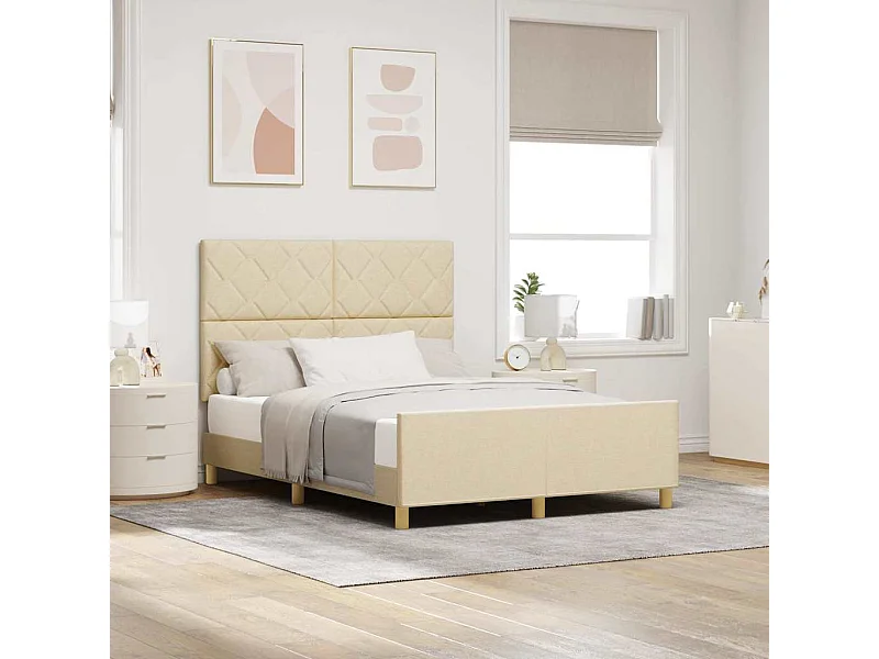 Cadre de lit avec tête de lit Crème 160 x 200 cm tissu