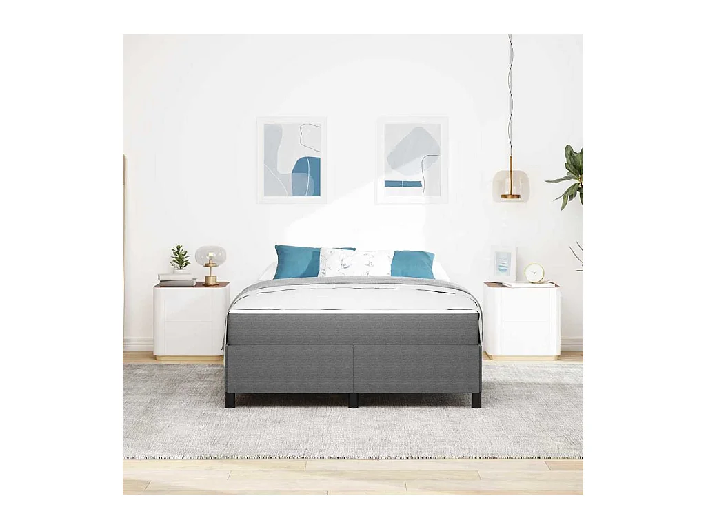 Cadre de lit Gris clair 140 x 190 cm Tissu en velours côtelé