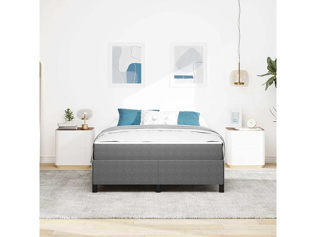 Cadre de lit Gris clair 140 x 190 cm Tissu en velours côtelé