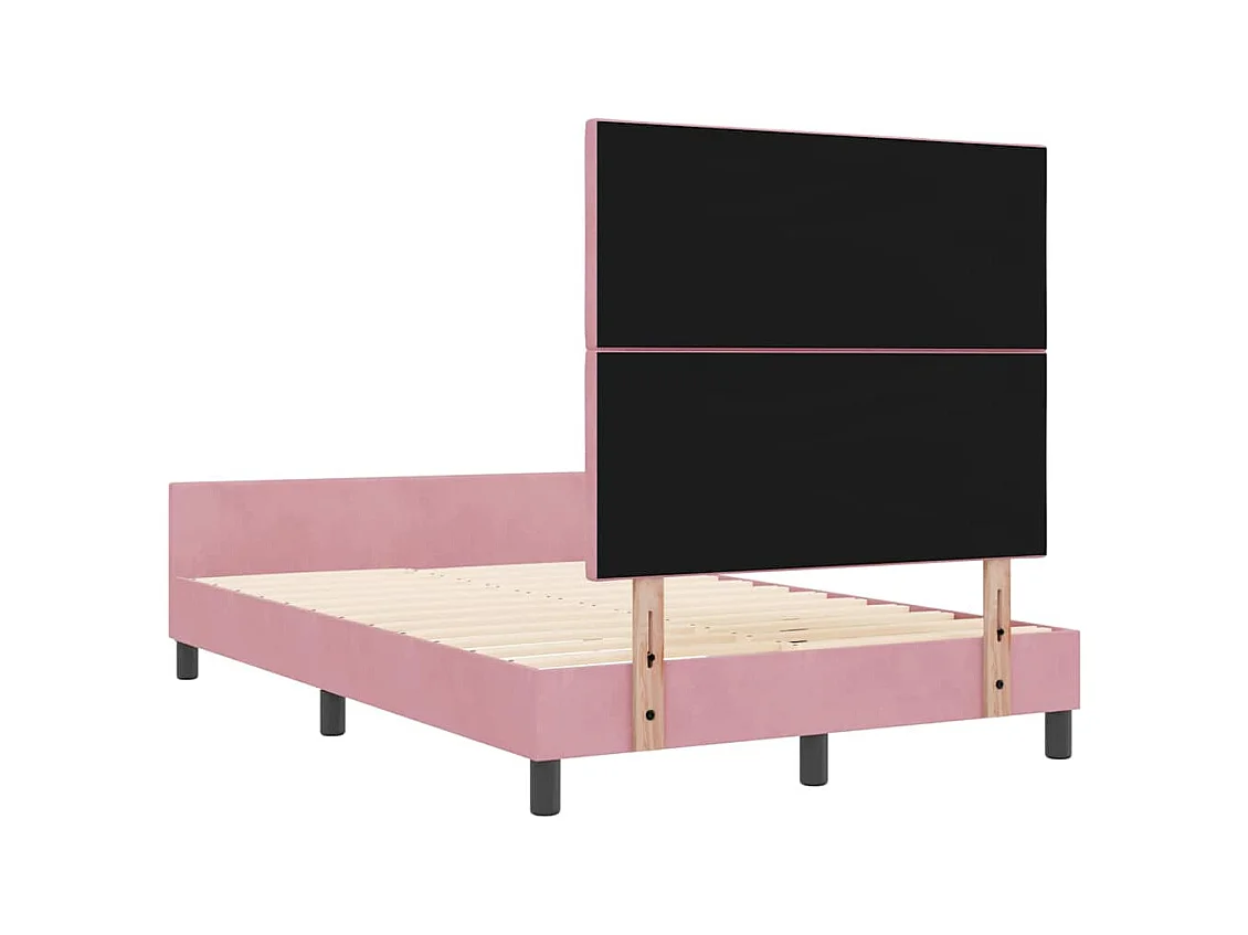 Cadre de lit avec tête de lit Rose 120 x 200 cm Velours