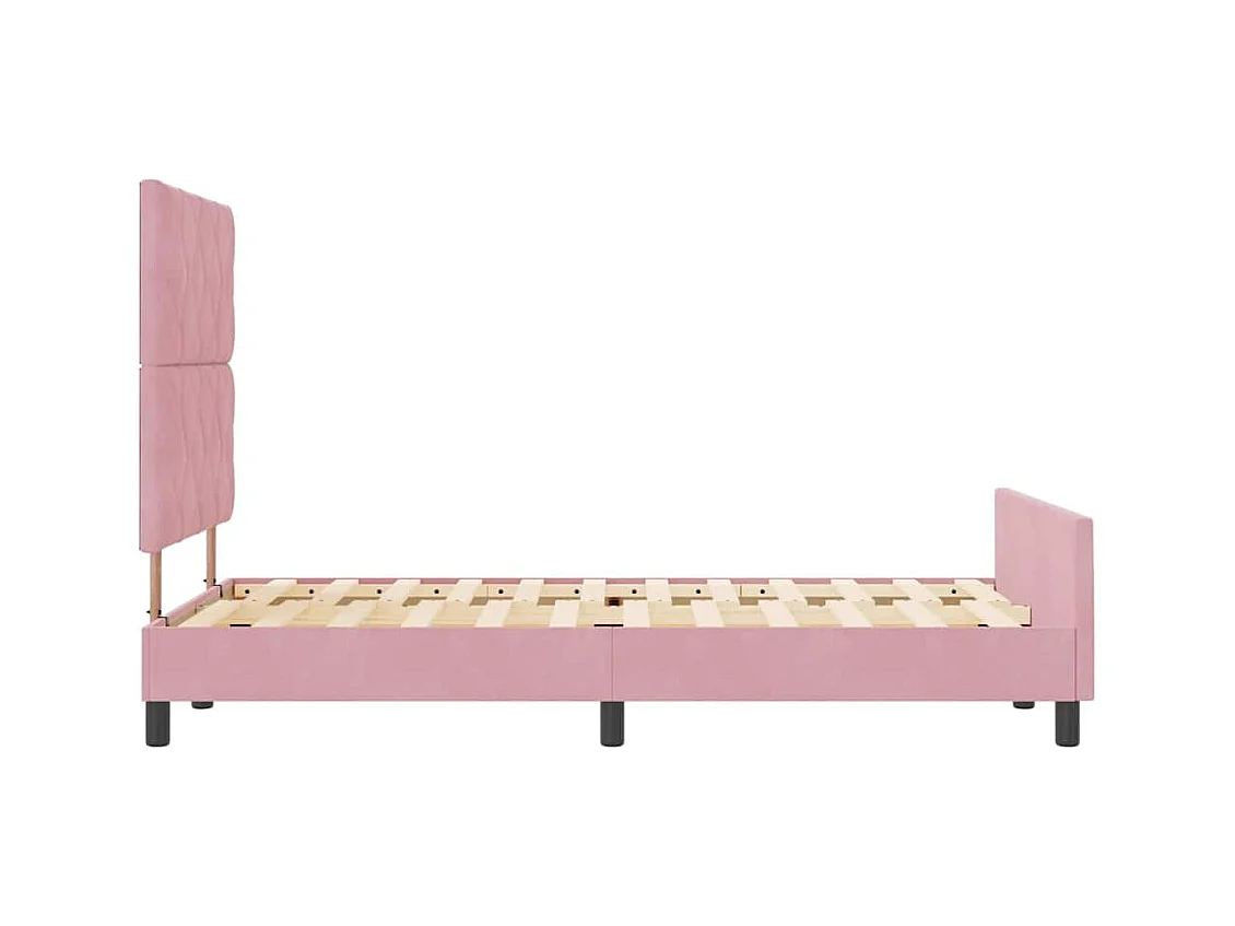 Cadre de lit avec tête de lit Rose 120 x 200 cm Velours