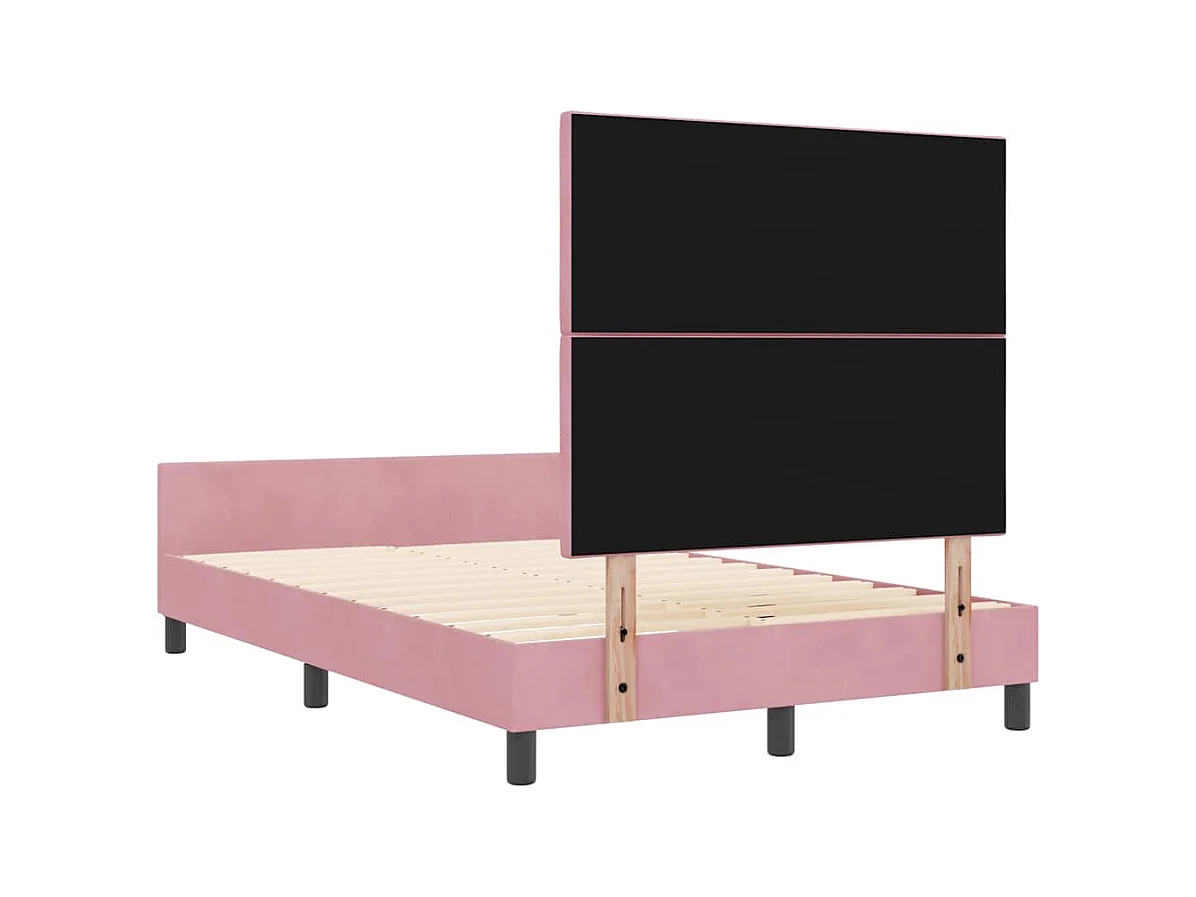 Cadre de lit avec tête de lit Rose 120 x 200 cm Velours