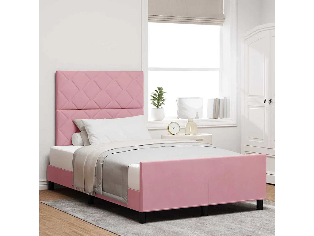 Estructura de cama con cabecera Rosa 120 x 200 cm Terciopelo